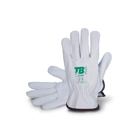 Guante piel flor gris TB  160IBSZ